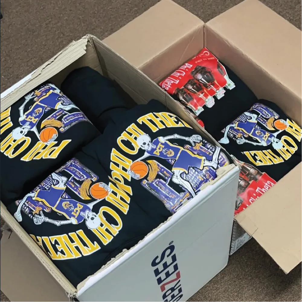 Black Phi Chi Theta tees with full-color basketball graphic